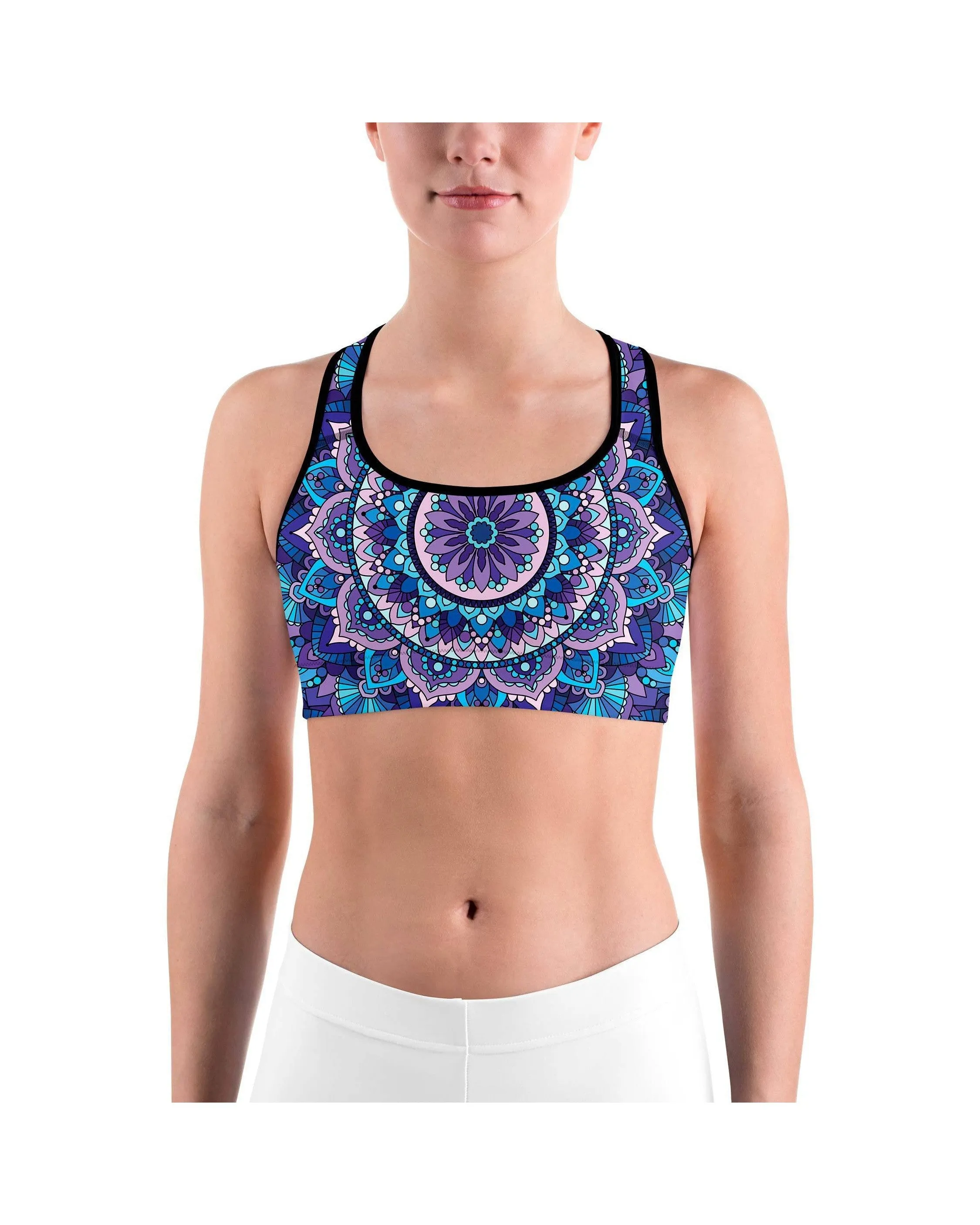 Colorful Blue Mandala Sports Bra