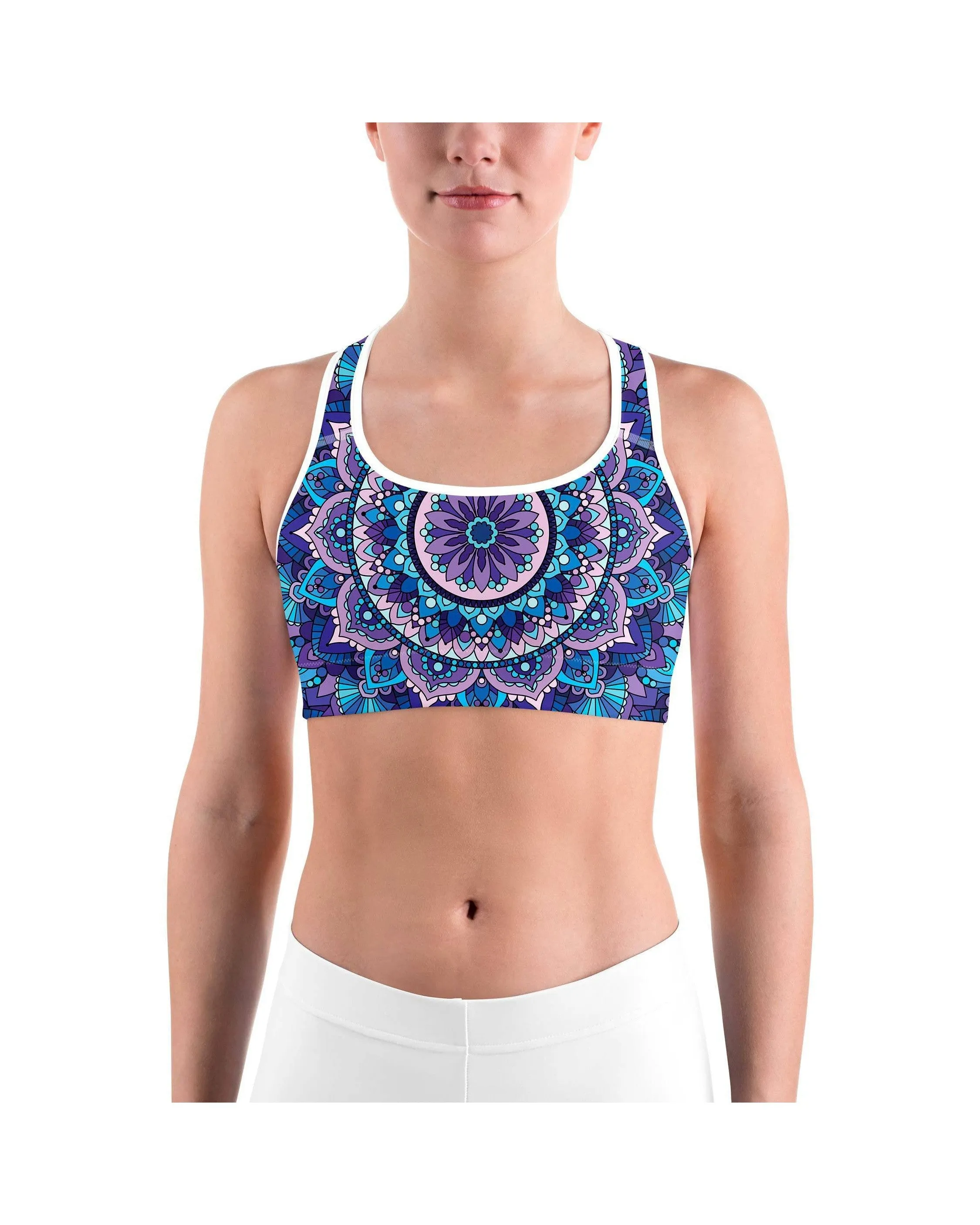 Colorful Blue Mandala Sports Bra