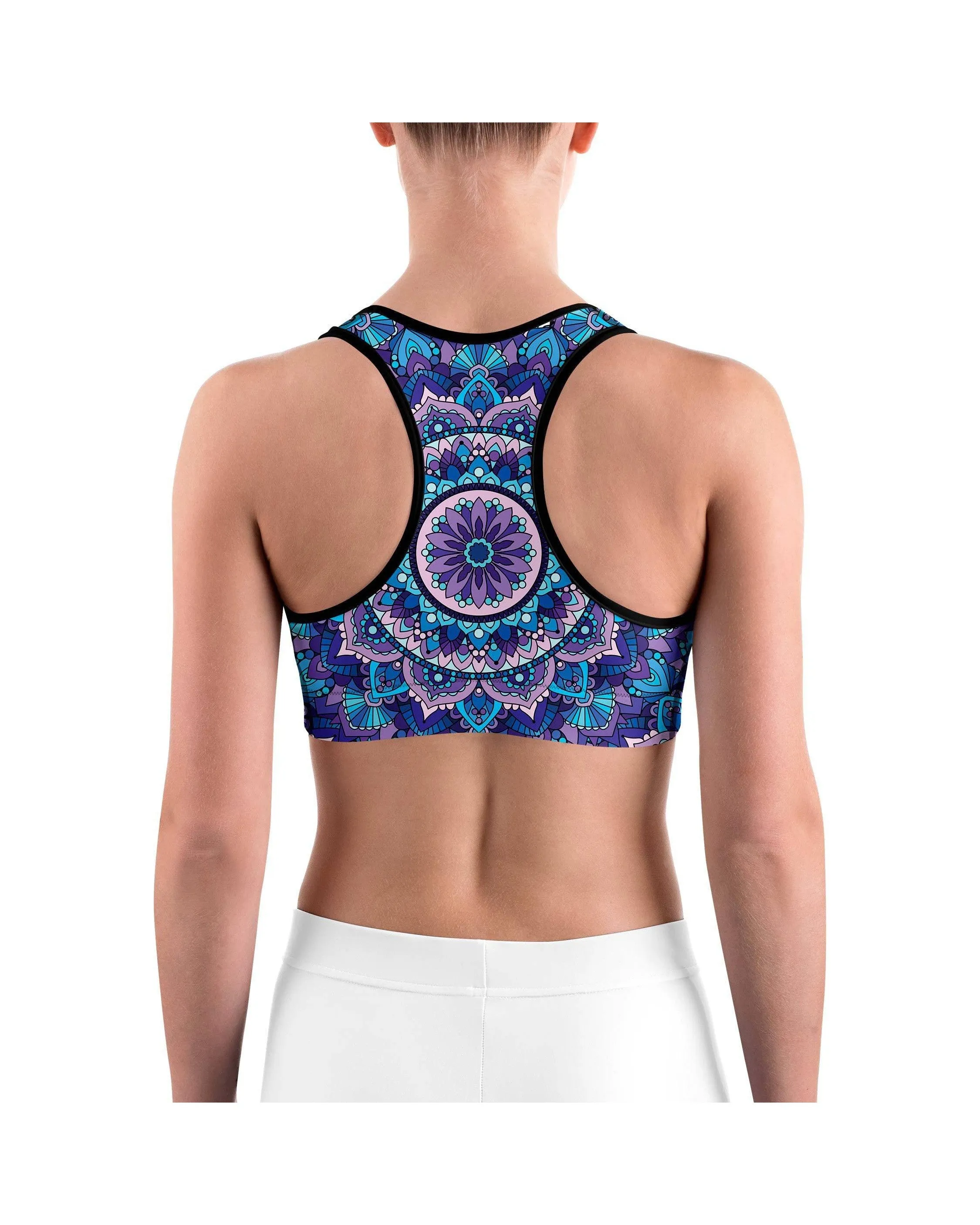 Colorful Blue Mandala Sports Bra