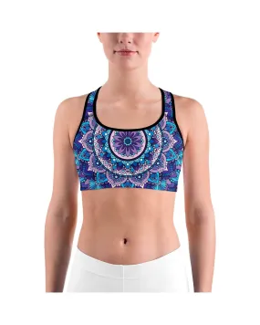 Colorful Blue Mandala Sports Bra