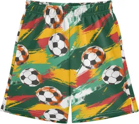Colorful Cartoon Football Boys' Shorts Pants Summer Lounge Bottoms Boys Elastic Waist with Pockets