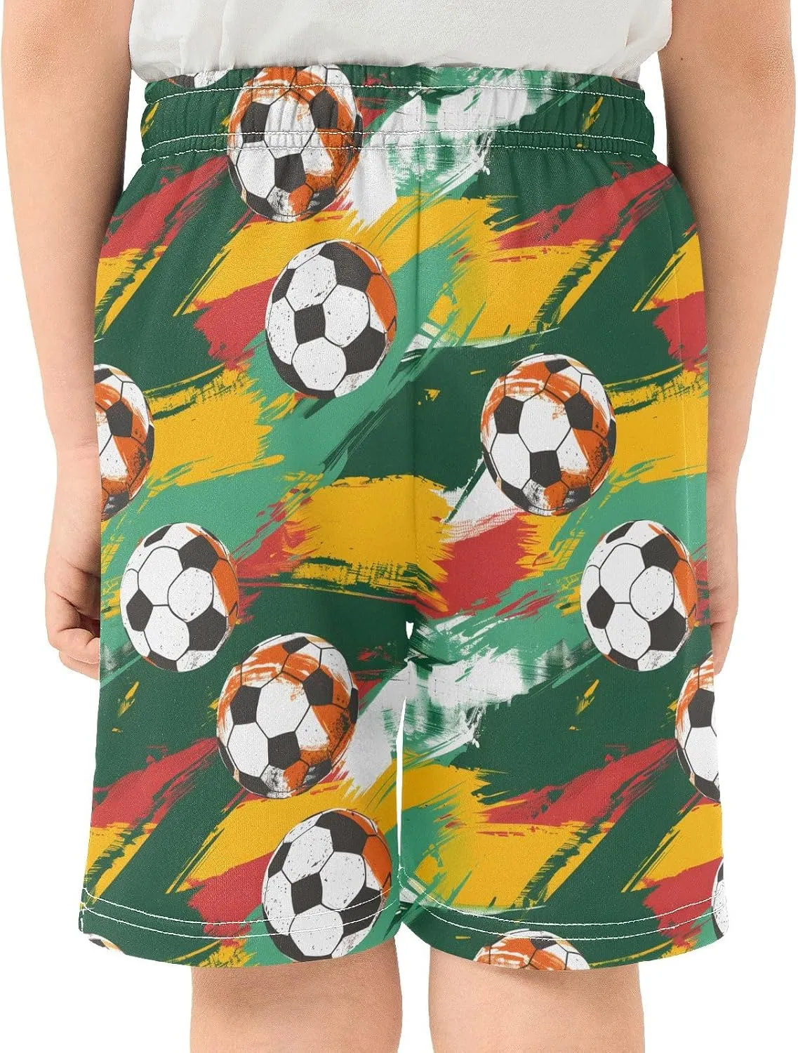 Colorful Cartoon Football Boys' Shorts Pants Summer Lounge Bottoms Boys Elastic Waist with Pockets