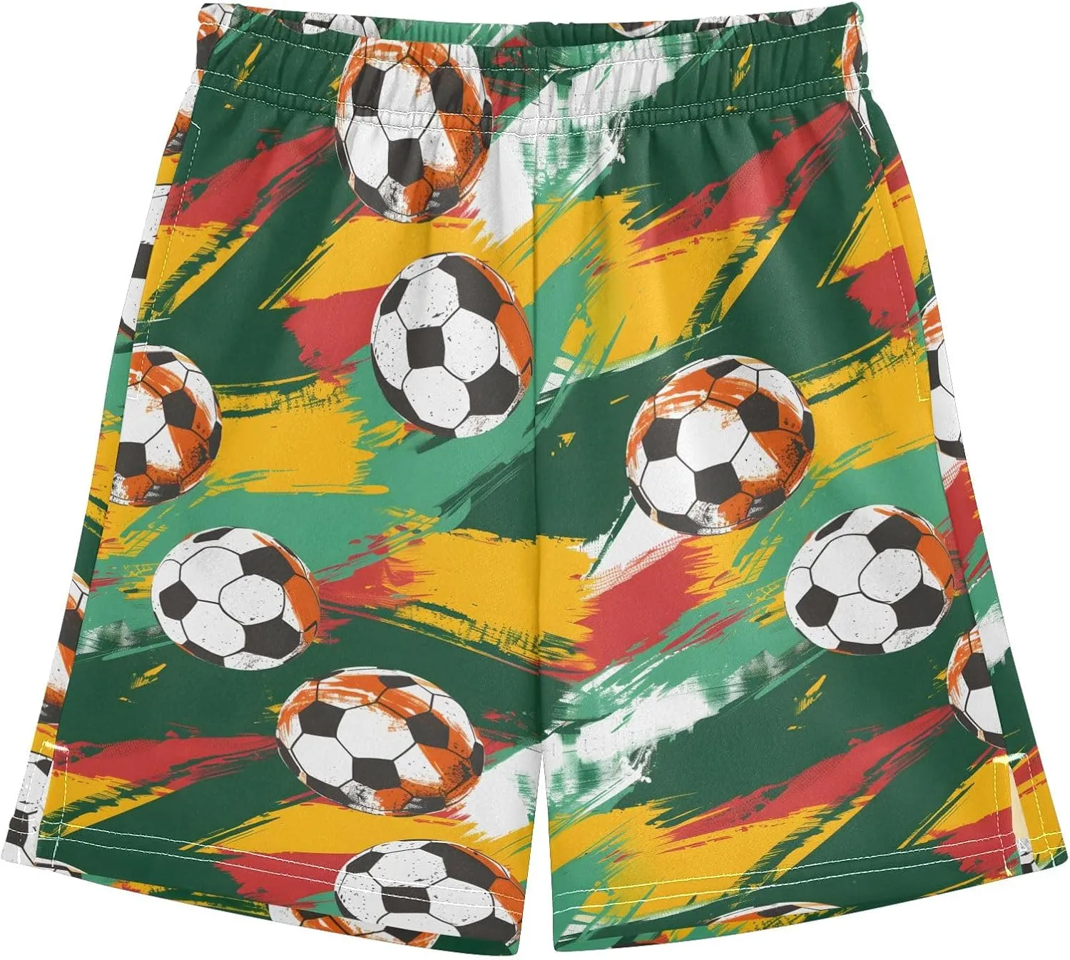 Colorful Cartoon Football Boys' Shorts Pants Summer Lounge Bottoms Boys Elastic Waist with Pockets