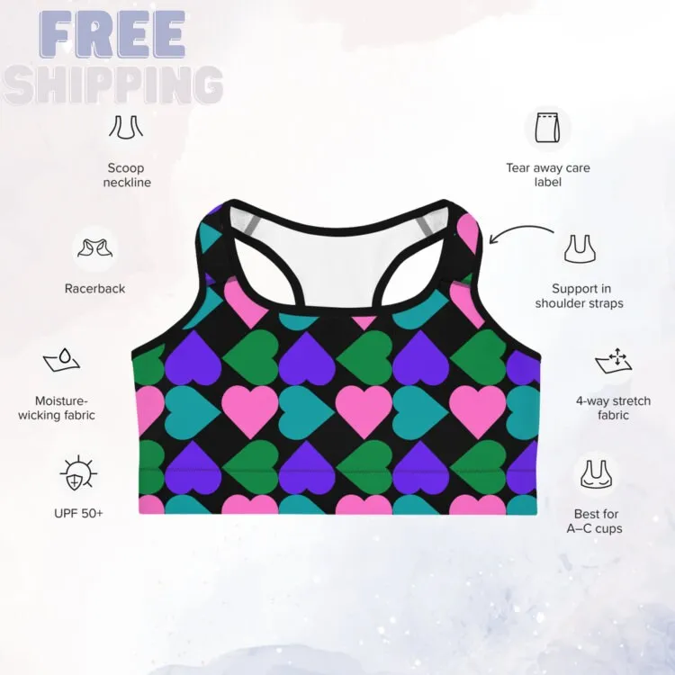 Covered in Hearts Sports Bra