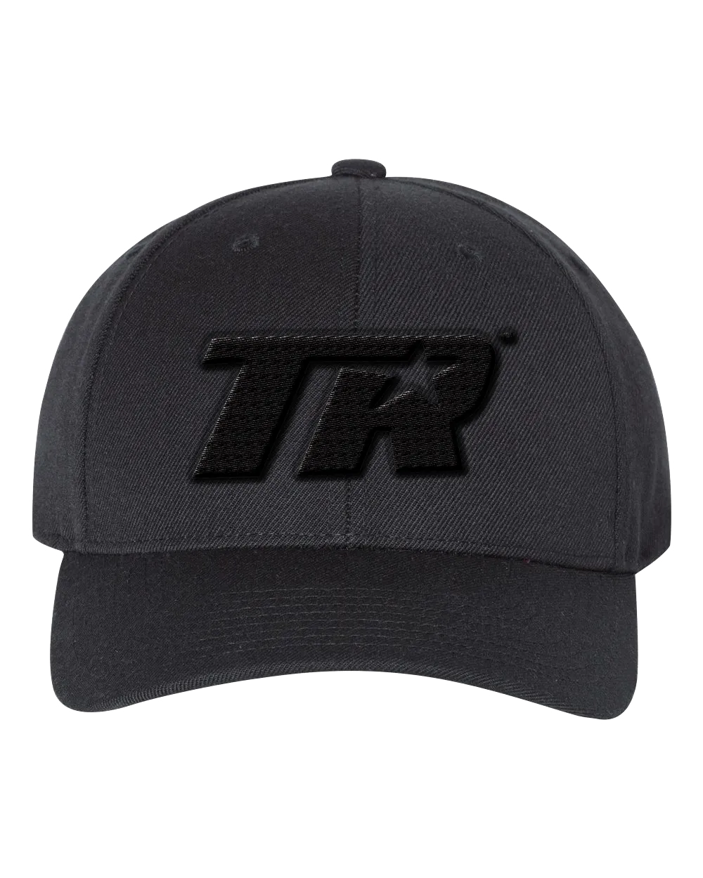 Curved Black on Black 3D Top Rank Logo Snapback Hat