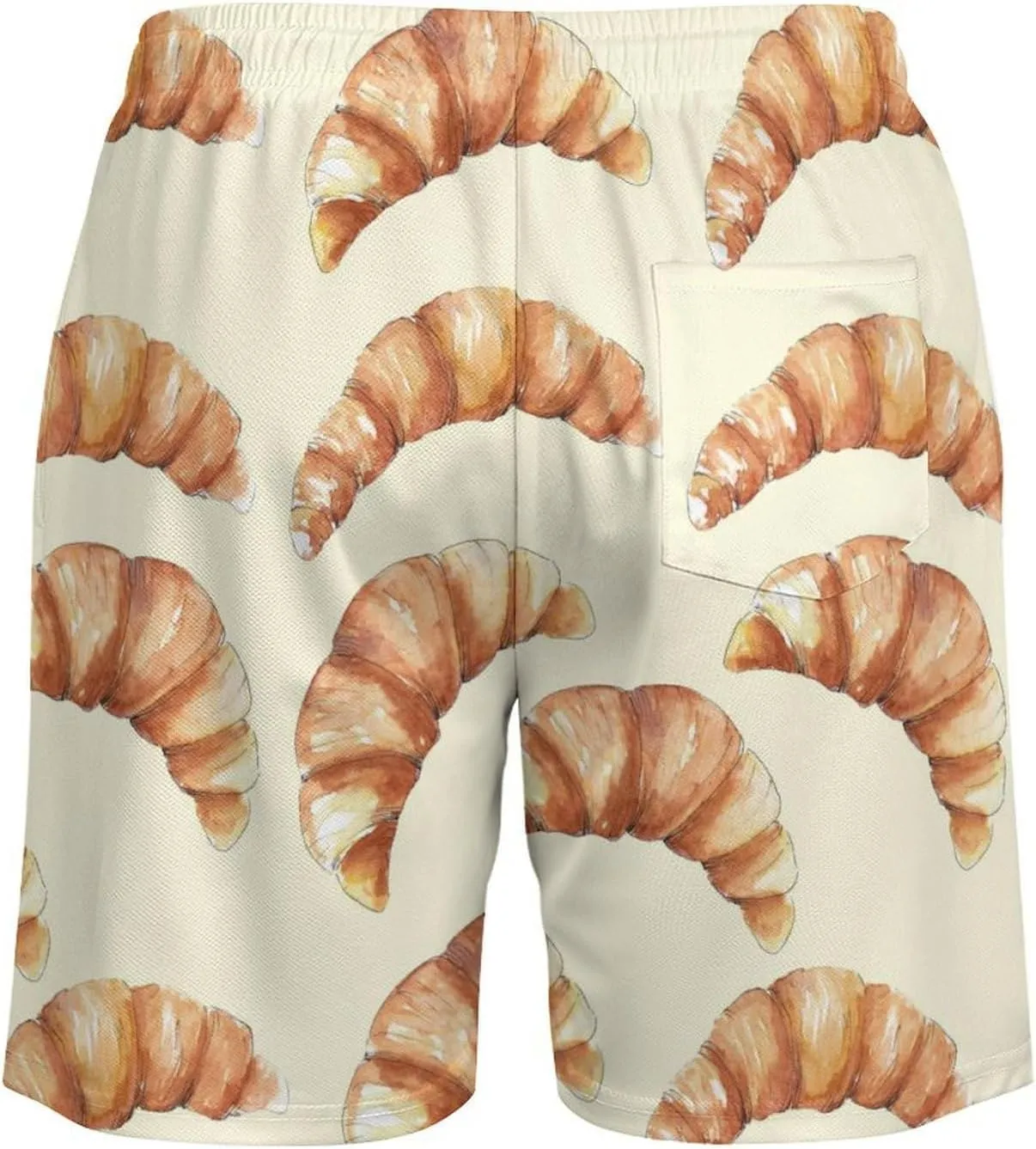 Draw Croissant Beach Shorts for Men Swim Trunks with Compression Liner Quick Dry 4 Pockets