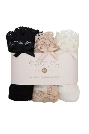 EBERJEY Delirious Lace Low Rise Thong TRIO NEUTRALS