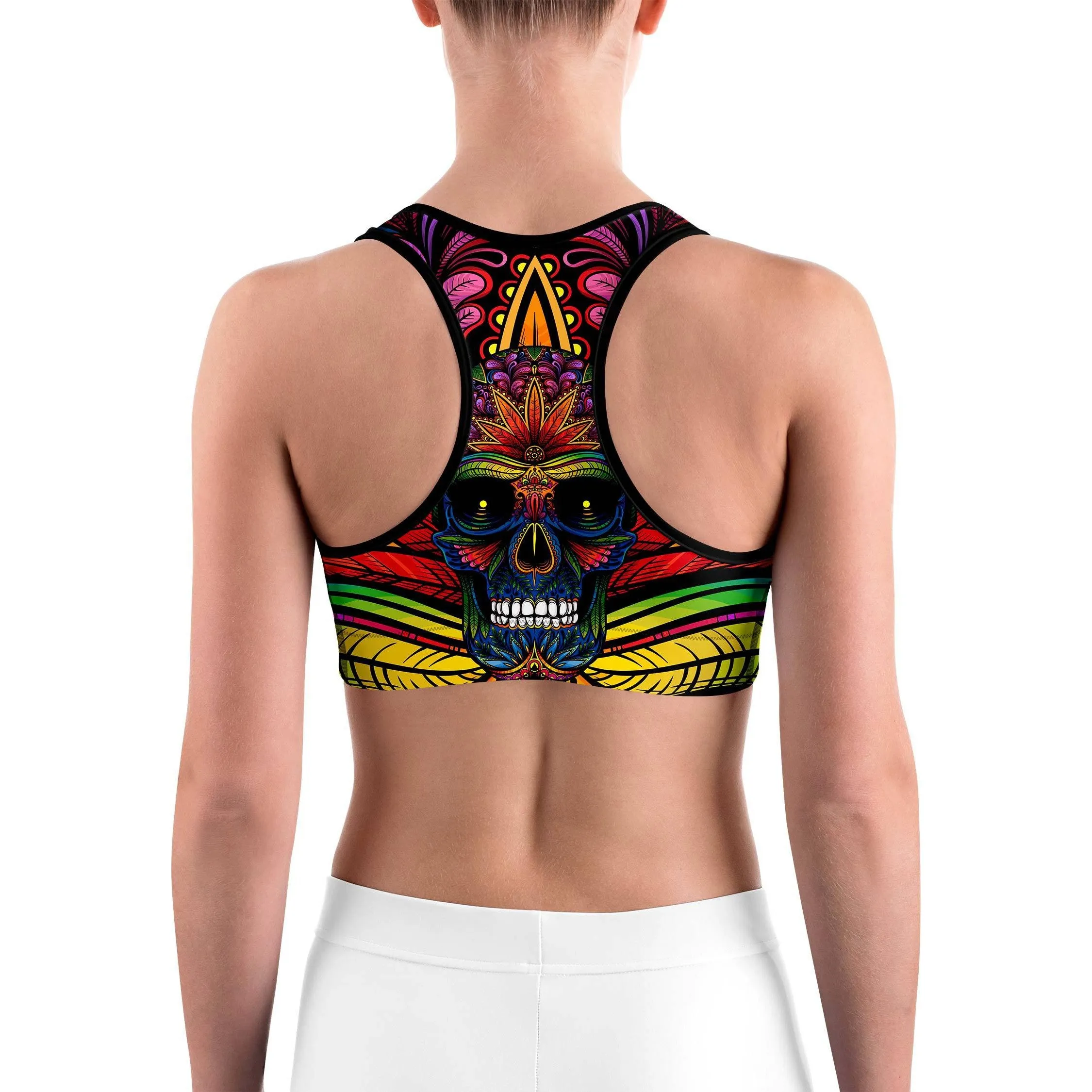EDM - Rainbow Rave Skull Sports bra