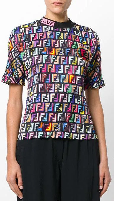 Graphic T-Shirt with FF Logo Print