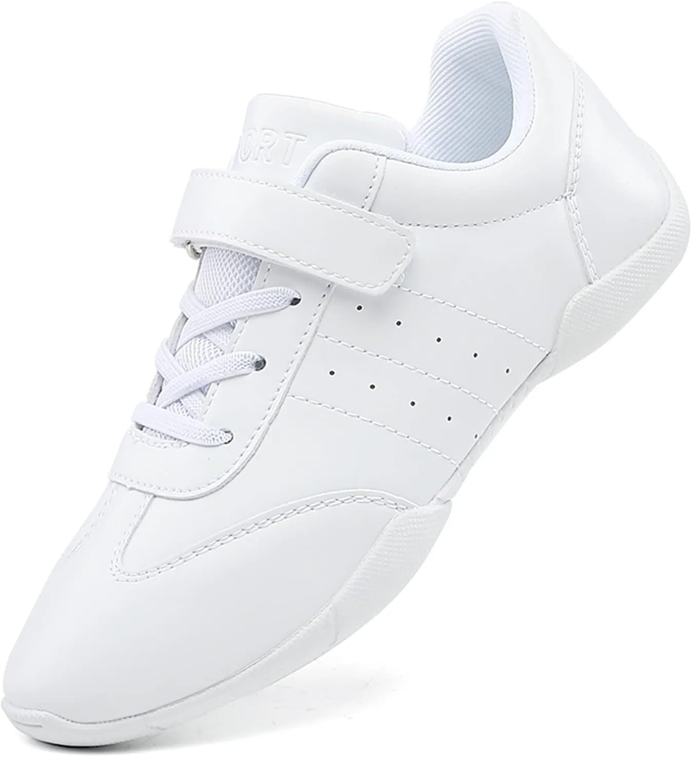 FLIOZY Girls White Cheerleading Dancing Shoes Kids Competition Athletic Training Tennis Cheer Sneakers Breathable Walking Sport Shoes