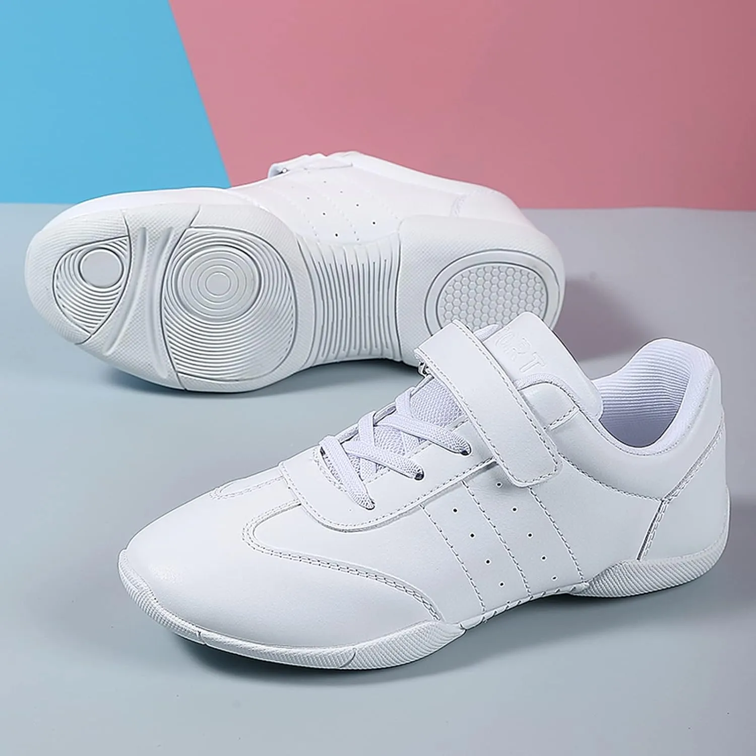 FLIOZY Girls White Cheerleading Dancing Shoes Kids Competition Athletic Training Tennis Cheer Sneakers Breathable Walking Sport Shoes