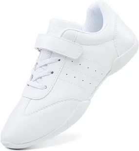 FLIOZY Girls White Cheerleading Dancing Shoes Kids Competition Athletic Training Tennis Cheer Sneakers Breathable Walking Sport Shoes