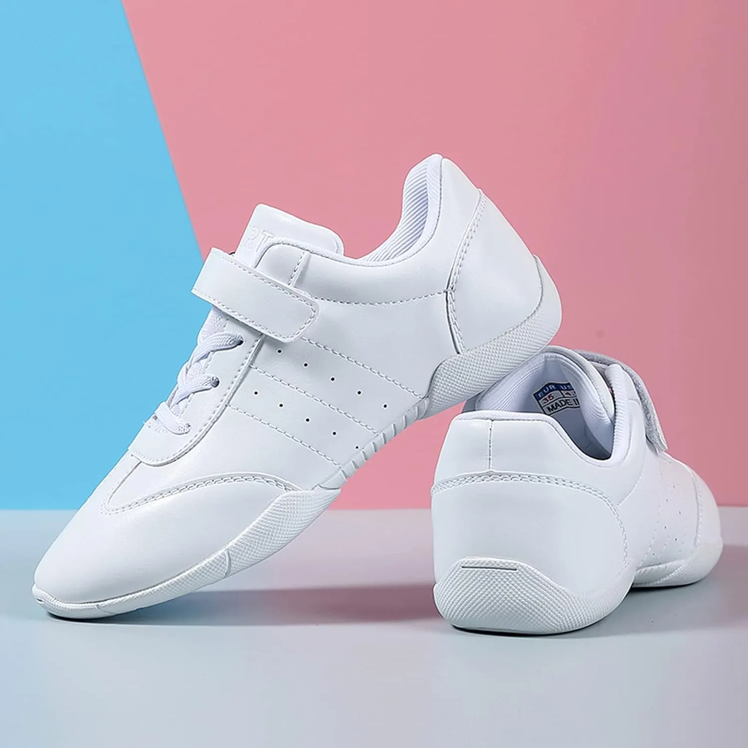 FLIOZY Girls White Cheerleading Dancing Shoes Kids Competition Athletic Training Tennis Cheer Sneakers Breathable Walking Sport Shoes