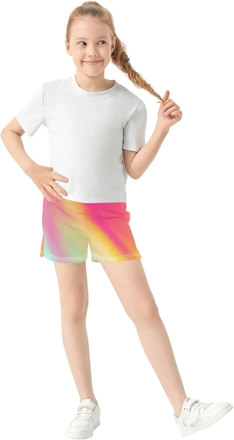 Girls Athletic Shorts Summer Elastic Casual Shorts with Pockets Kids Bottom Sports for Girls 7-15Y
