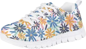 Girls Mesh Athletic Tennis Shoes Cartoon Cute Print Nonslip Lace Up Soft Running Shoes for Kids Girls