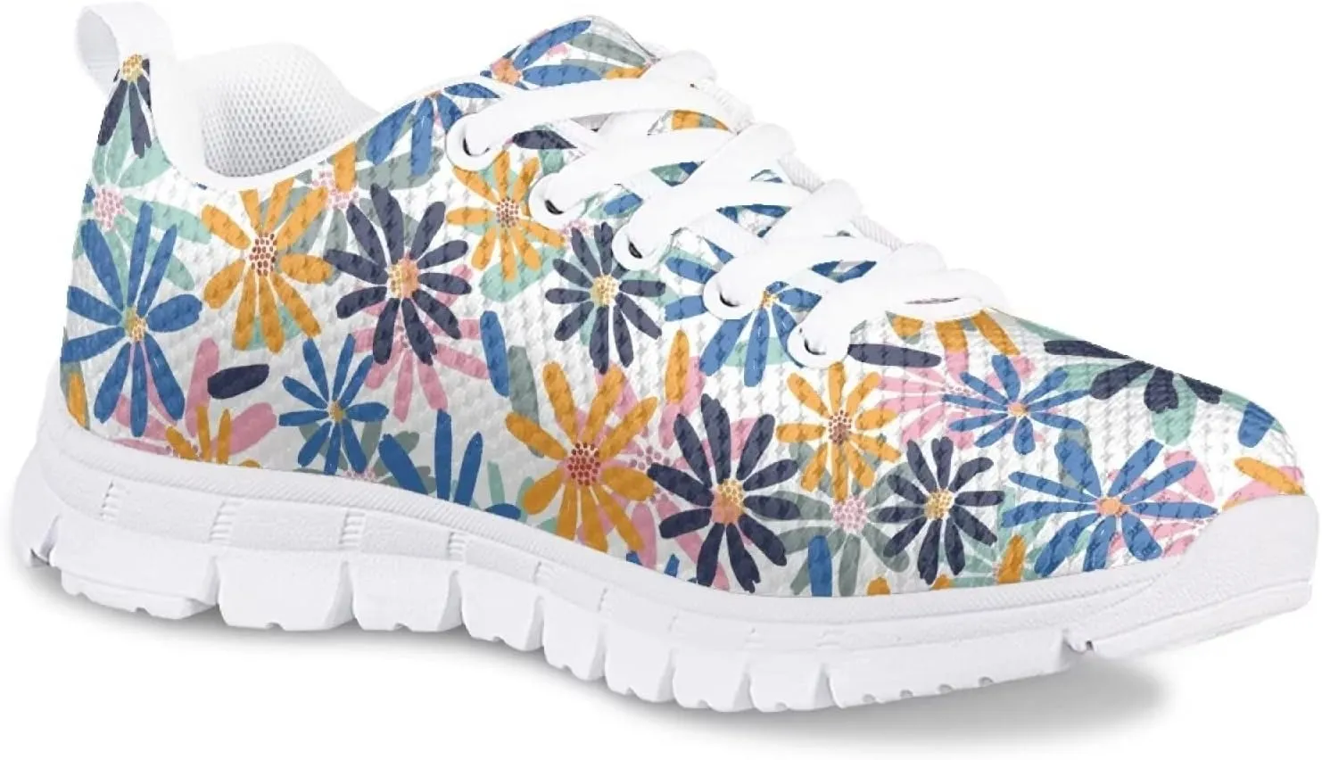 Girls Mesh Athletic Tennis Shoes Cartoon Cute Print Nonslip Lace Up Soft Running Shoes for Kids Girls