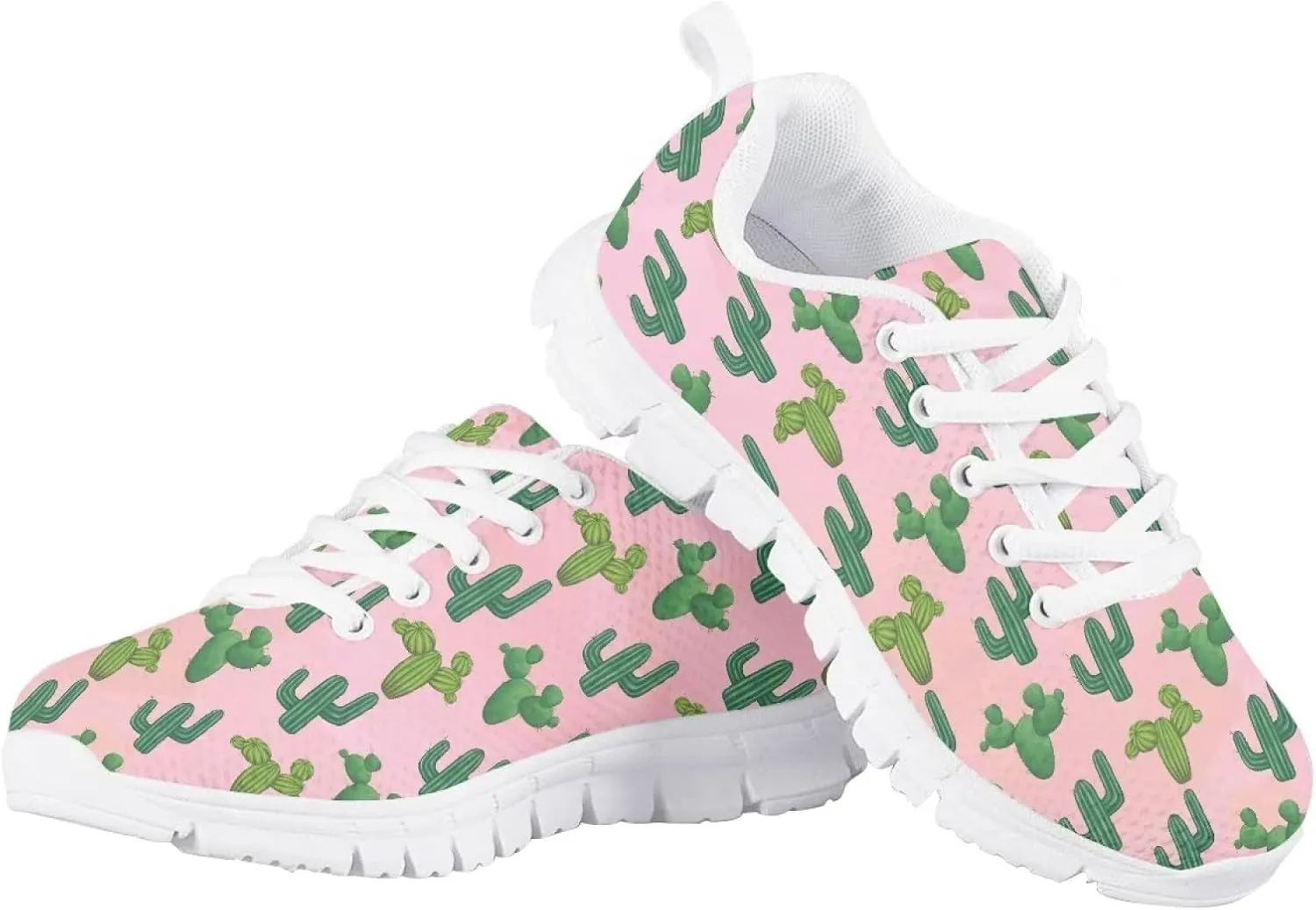 Girls Mesh Athletic Tennis Shoes Cartoon Cute Print Nonslip Lace Up Soft Running Shoes for Kids Girls