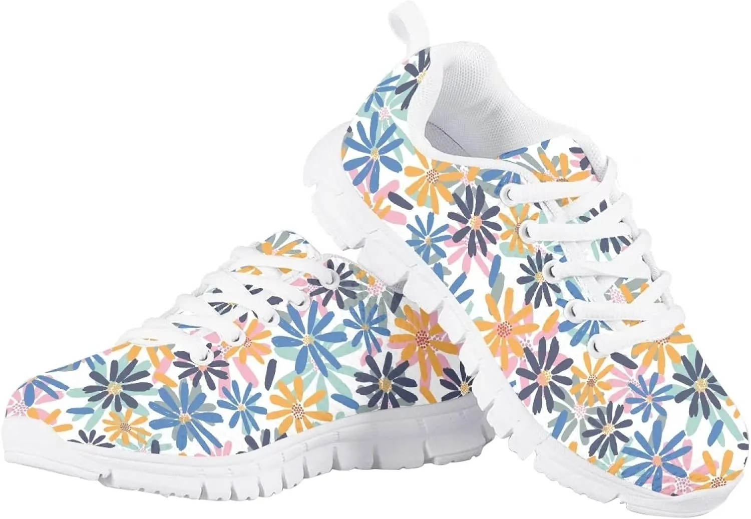 Girls Mesh Athletic Tennis Shoes Cartoon Cute Print Nonslip Lace Up Soft Running Shoes for Kids Girls