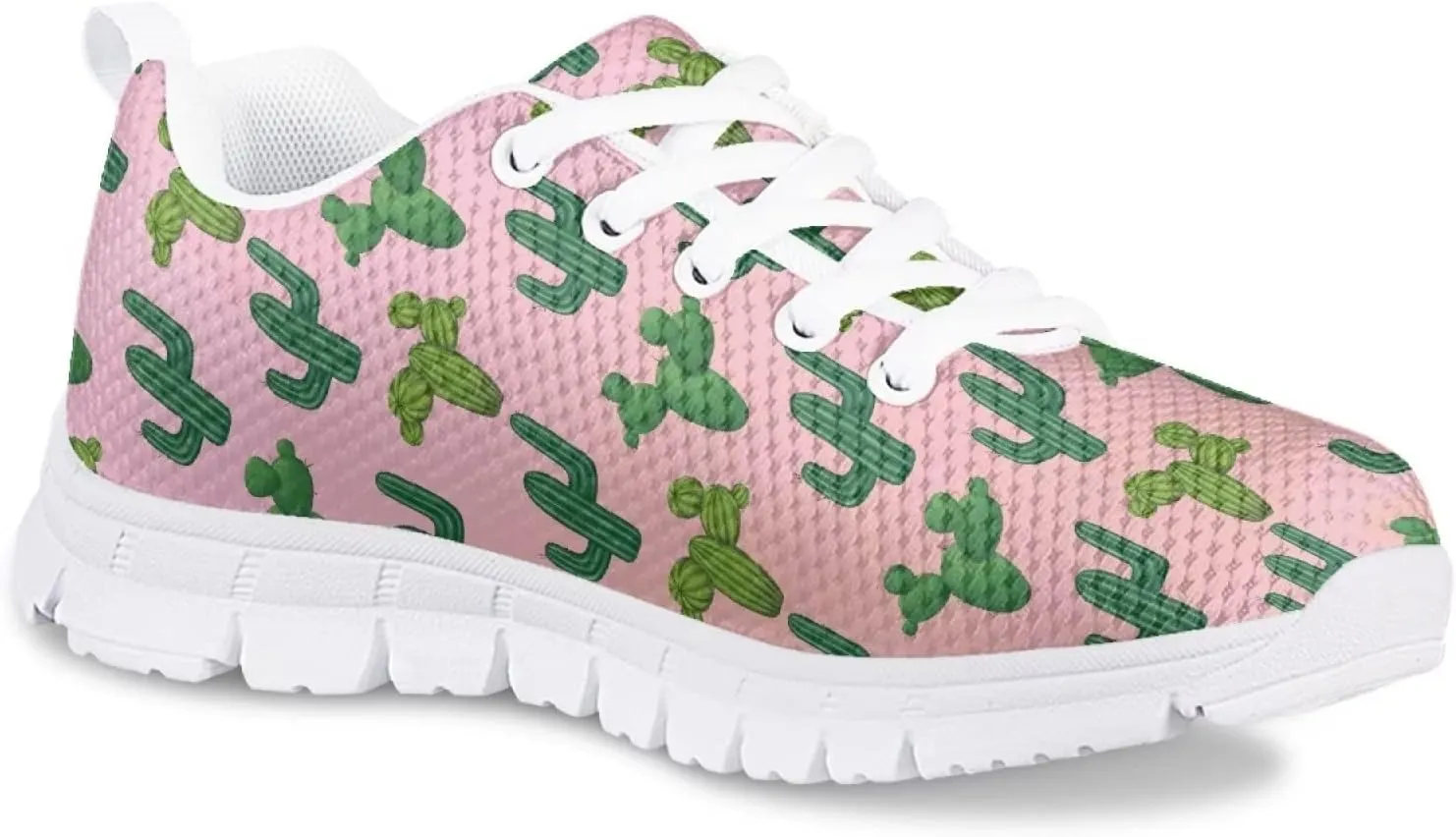 Girls Mesh Athletic Tennis Shoes Cartoon Cute Print Nonslip Lace Up Soft Running Shoes for Kids Girls