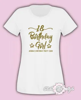 Gold Personalised Birthday Girl Squad Any Year 18th 21st 30th 40th T-shirt Female