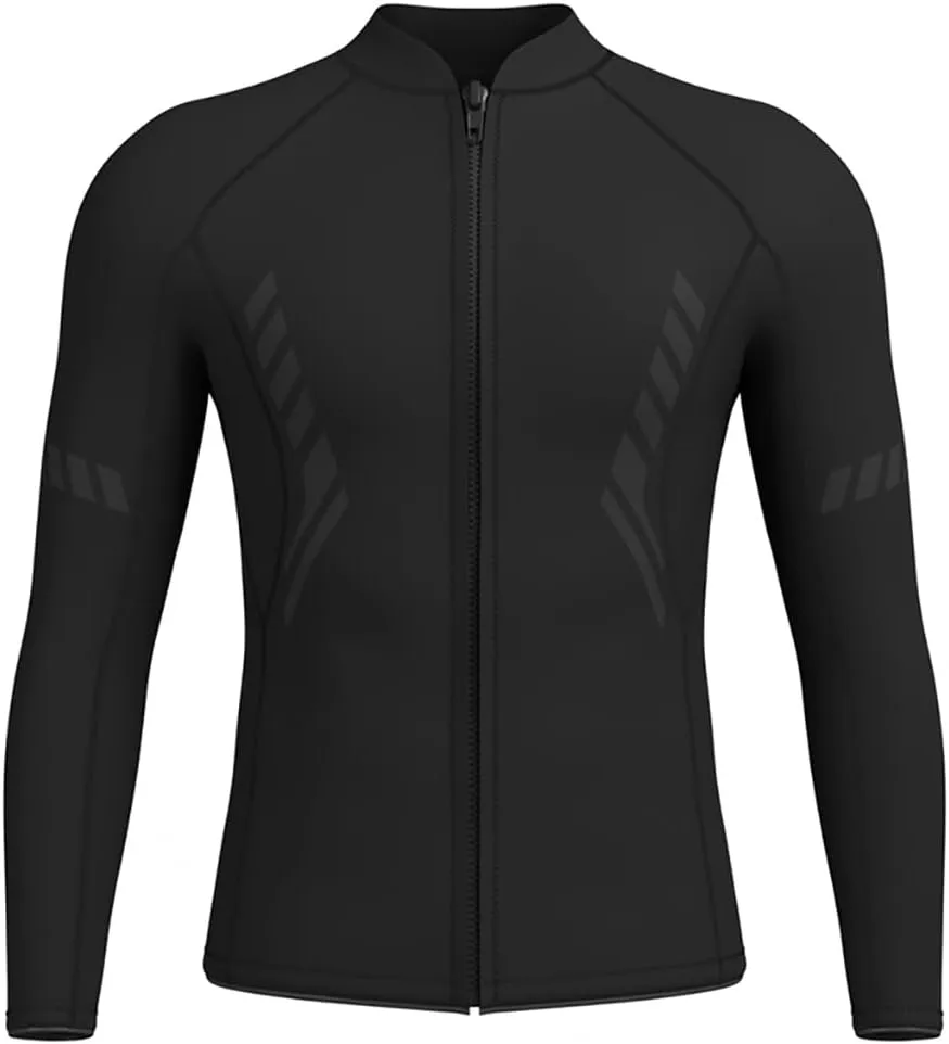 GoldFin Mens Wetsuit Top, 3mm Wetsuits Men Neoprene Jacket Long Sleeve Wet Suits for Water Sports Diving Surfing Kayaking Swimming