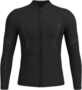 GoldFin Mens Wetsuit Top, 3mm Wetsuits Men Neoprene Jacket Long Sleeve Wet Suits for Water Sports Diving Surfing Kayaking Swimming