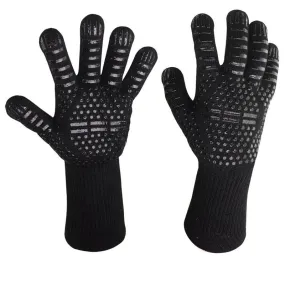 Heat Resistant BBQ Gloves Nomex and Kevlar Fibers and Silicone Grips