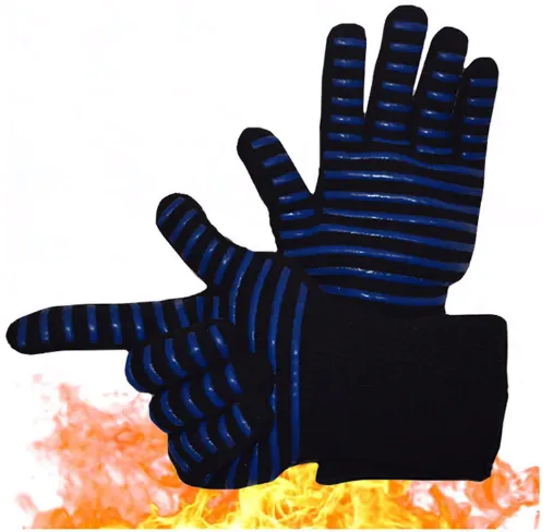 Heat Resistant BBQ Gloves Nomex and Kevlar Fibers and Silicone Grips