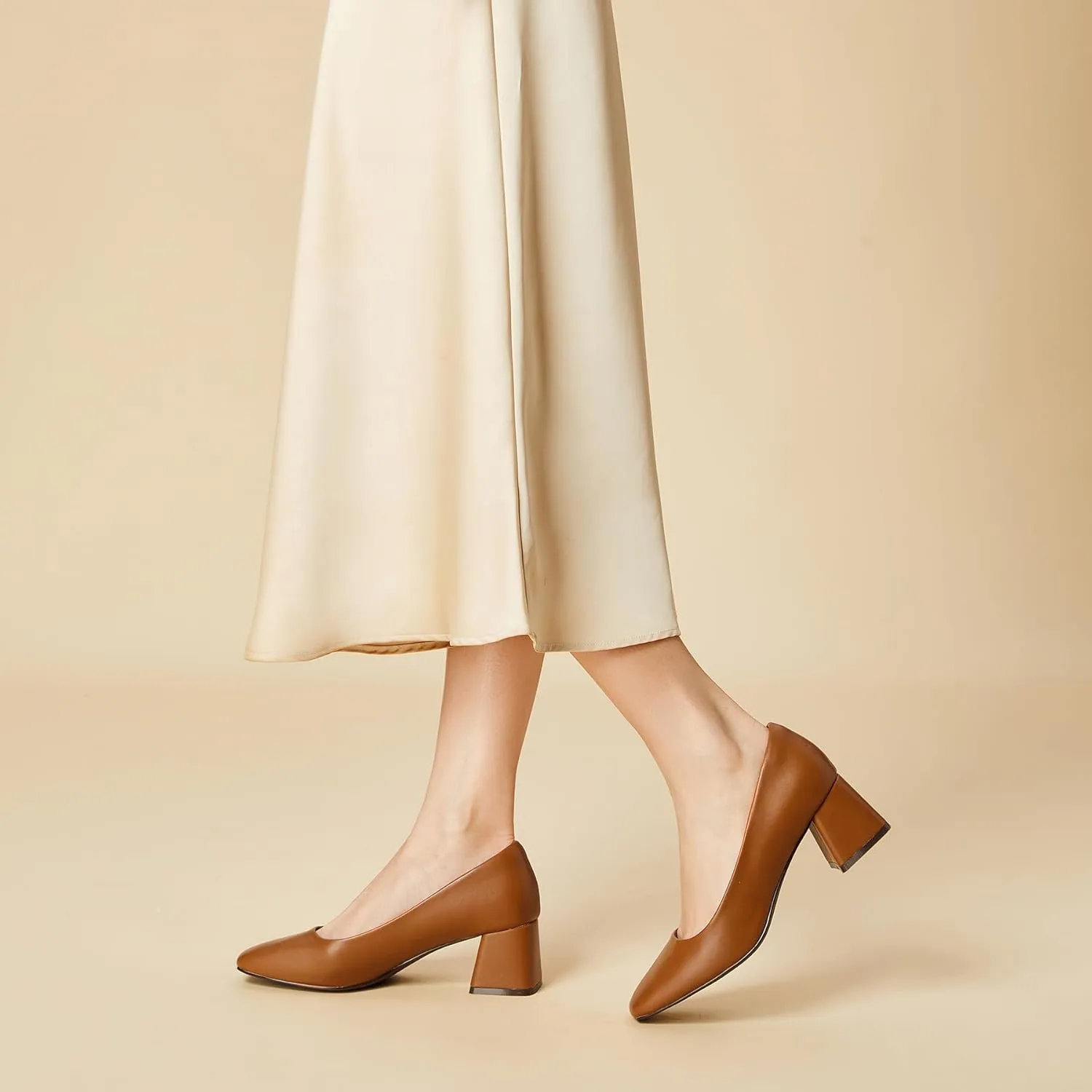Heel The World Women's Pumps,Low Chunky Block Heels,Square Toe Patent Women Dress Shoes for Party Office