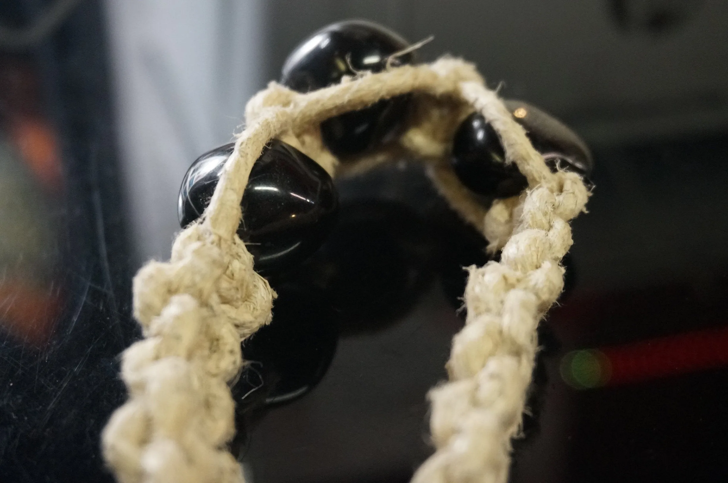 Hemp Rope Black Beaded Bracelet - Caliculturesmokeshop.com