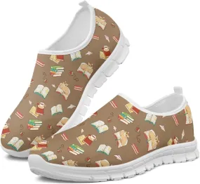 Howilath Books Print Women's Loafers & Slip-on Running Sneakers Casual Shoes Hands Free Shoes