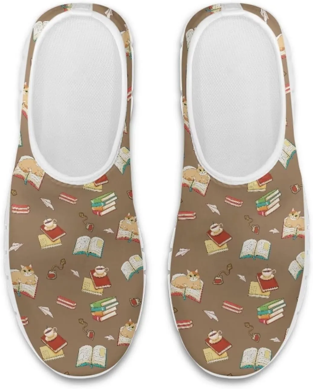 Howilath Books Print Women's Loafers & Slip-on Running Sneakers Casual Shoes Hands Free Shoes