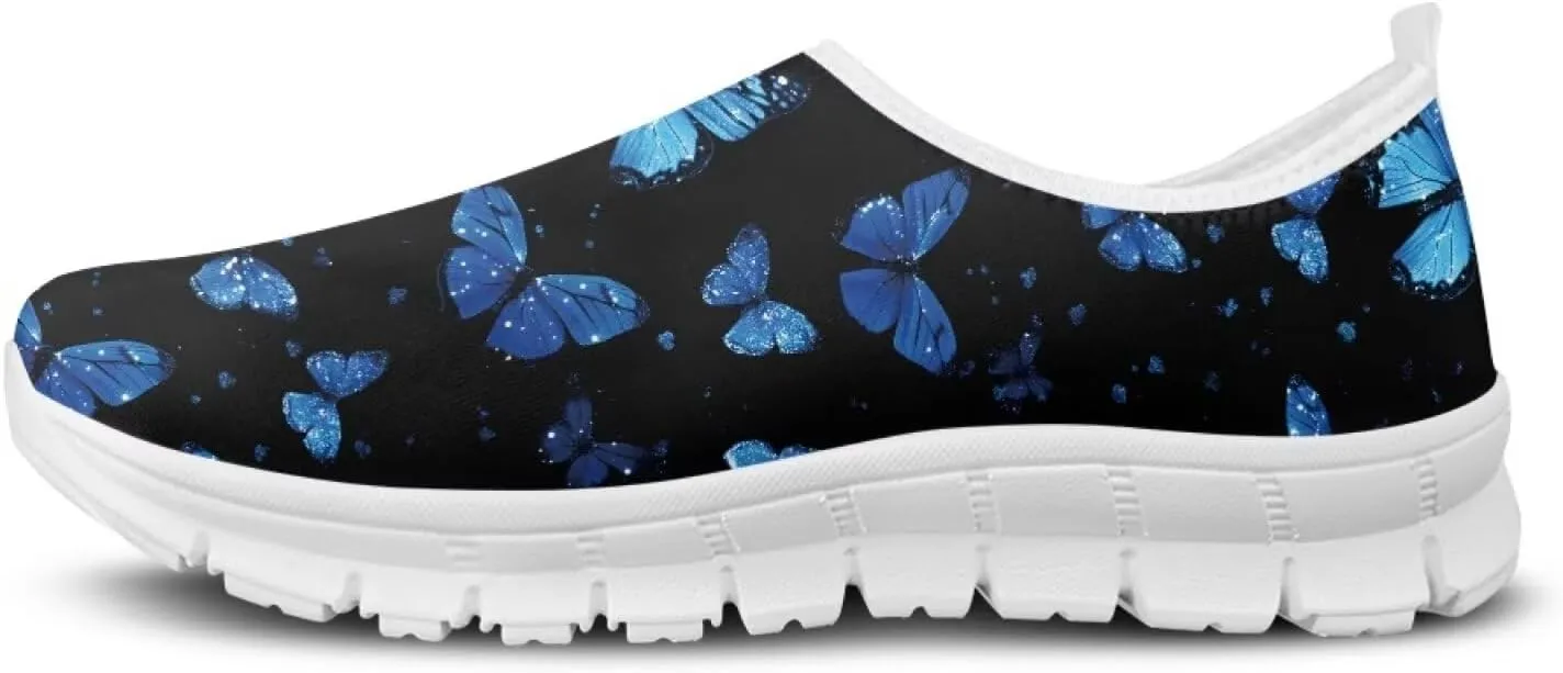 Howilath Butterfly Print Slip on Sneakers Women Running Shoes Loafers Casual Fashion Sneaker House Shoes