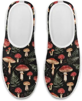 Howilath Hummingbird & Mushroom Slip on Shoes Women Casual Sport Shoes No Laces Running Sneakers with EVA Sole