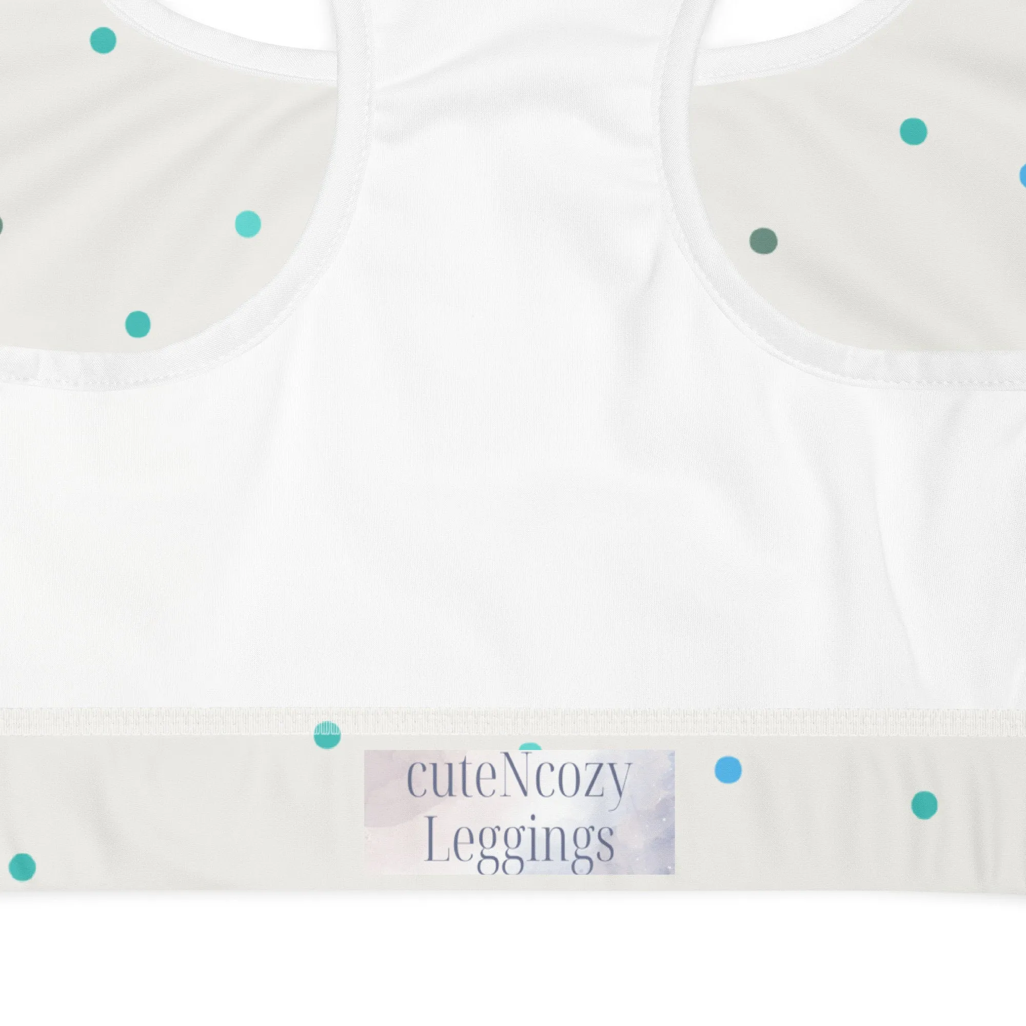 Ice White and Blue Polka Dot Sports Bra or Bathing Suit Top