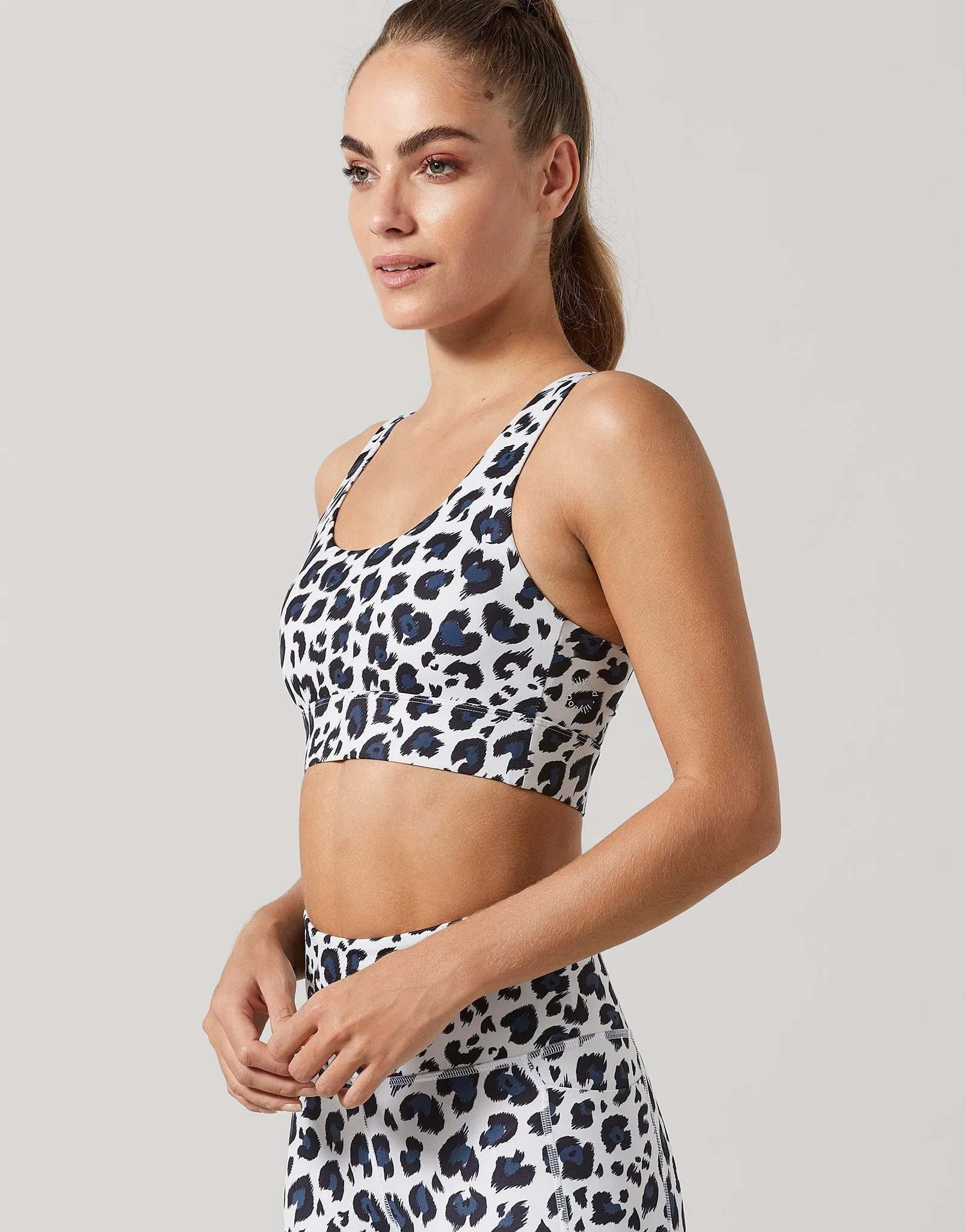 Lexie Sports Bra in Navy Animal Print