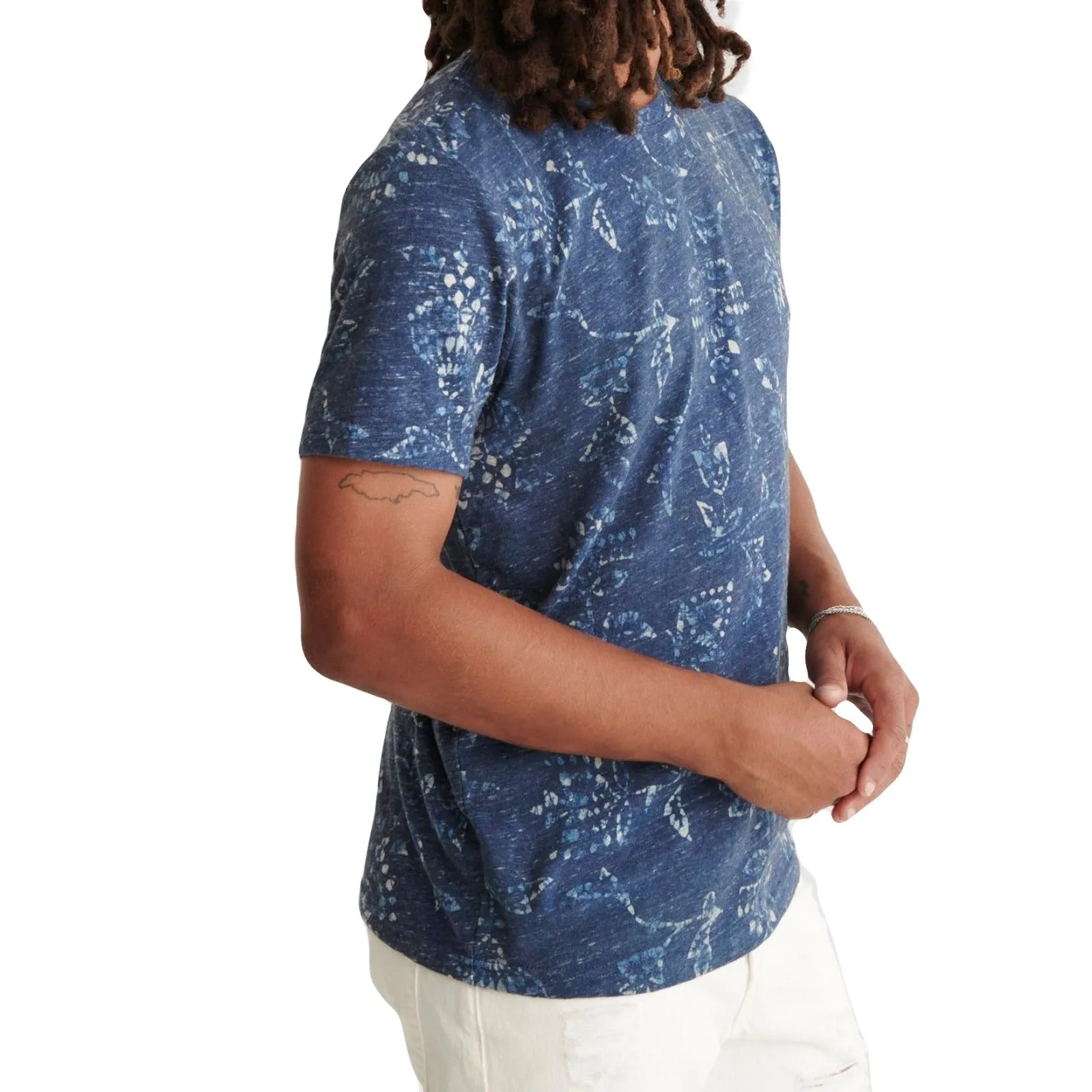 Lucky Brand Super Soft Cotton / Linen blend Tee Batik Print T-Shirt