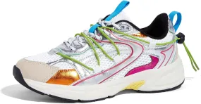 LUCKY STEP Women's Fashion Walking Shoes Running Platform Mesh Casual Sport Gym Work Adjustable Lace Lifestyle Stylish Trendy Athletic Tennis Shoes
