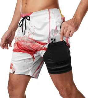 Men Funny Swimming Pool Swim Trunks Vacation Beach Shorts with Pockets Compression Liner Quick Dry