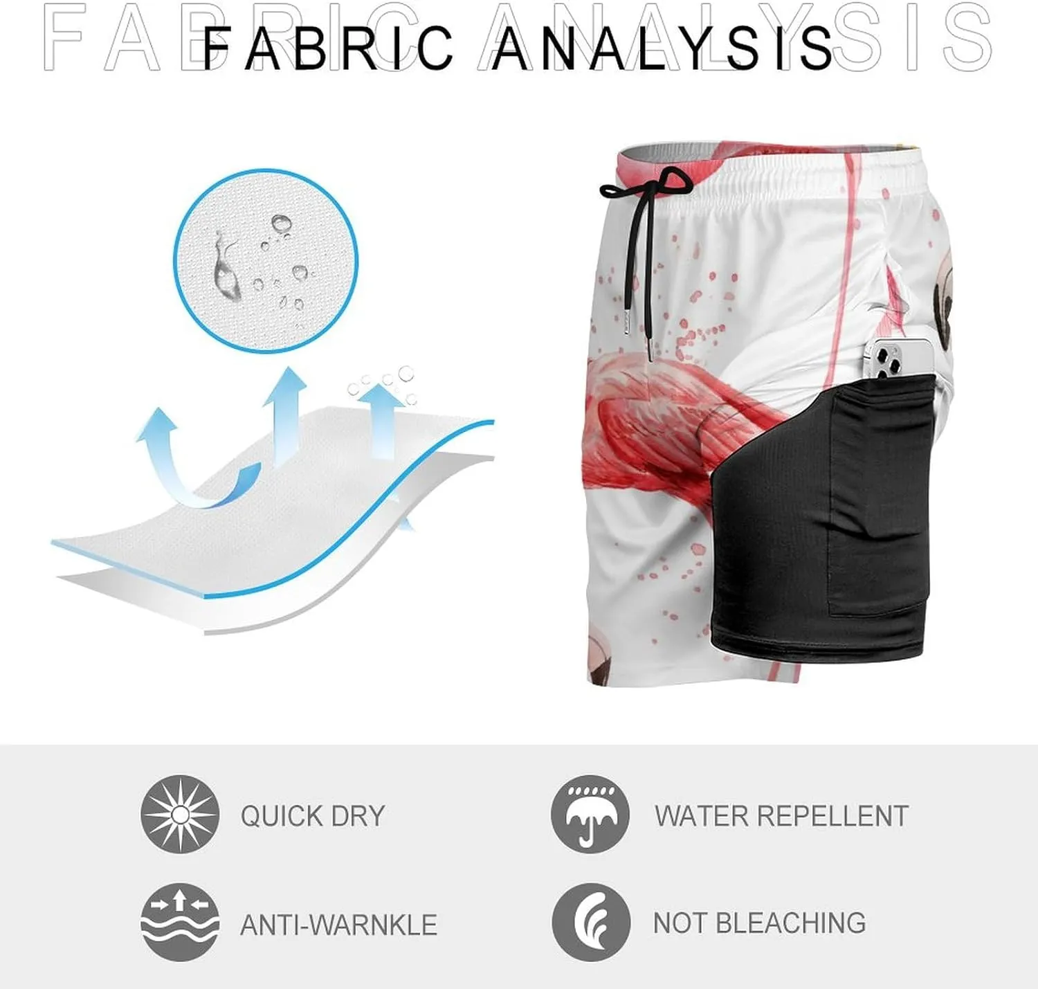 Men Funny Swimming Pool Swim Trunks Vacation Beach Shorts with Pockets Compression Liner Quick Dry