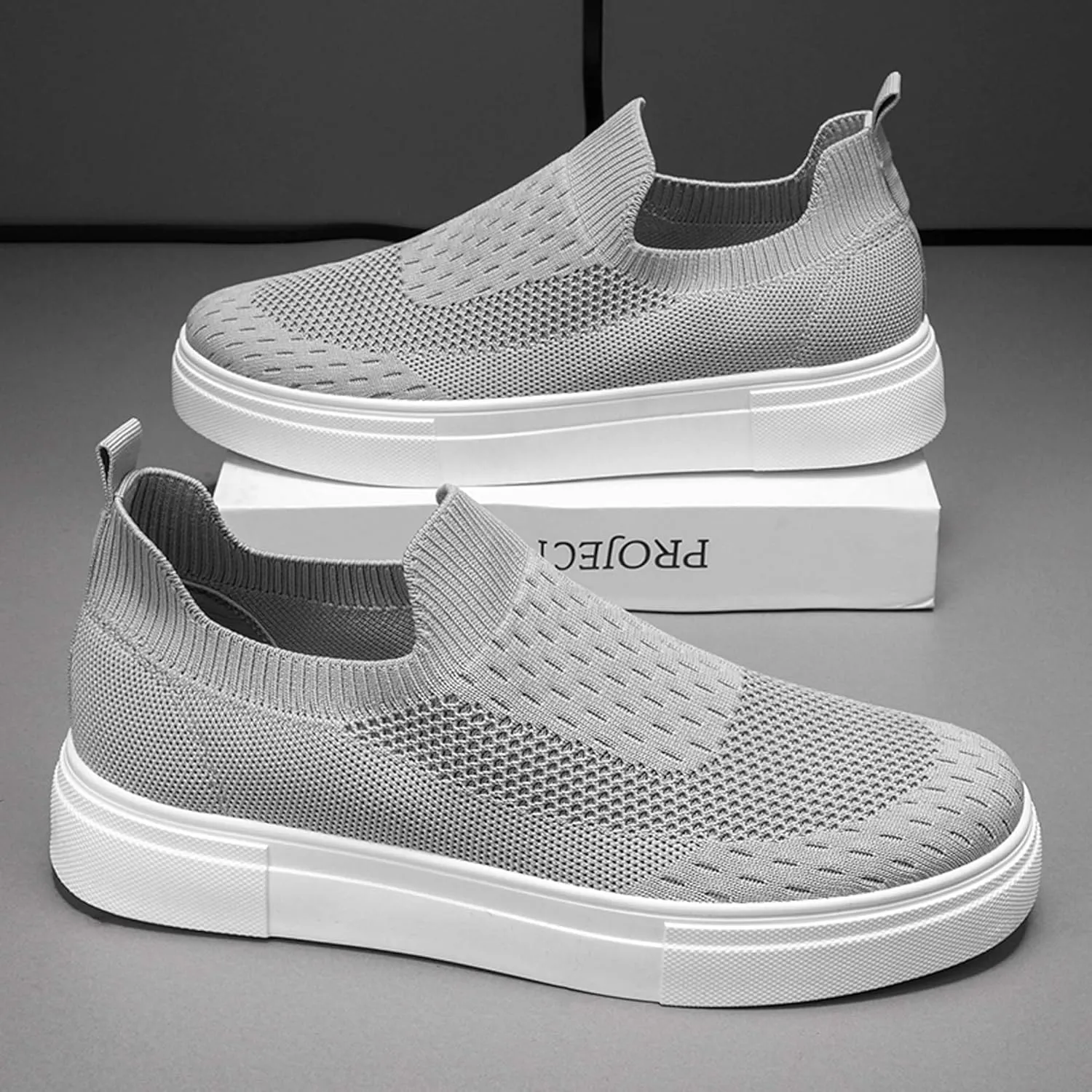 Men's Slip on Sneakers Breathable Mesh Comfort Canvas Non Slip Work Casual Shoes Walking
