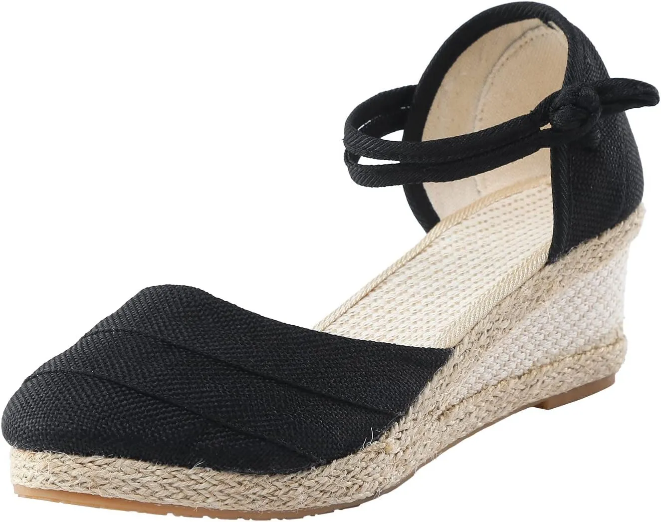 Ohxixhia Platform Sandals for Women Dressy, Espadrilles Button Ankle Strap Closed Toe Wedges Platform Sandal, Beach Sandals