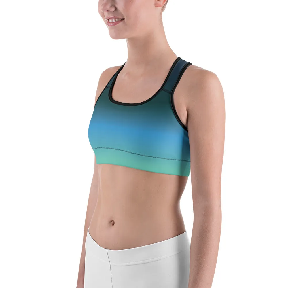 Olive Blue Gradient Sports Bra for women, Workout Bra, Athletic Bras