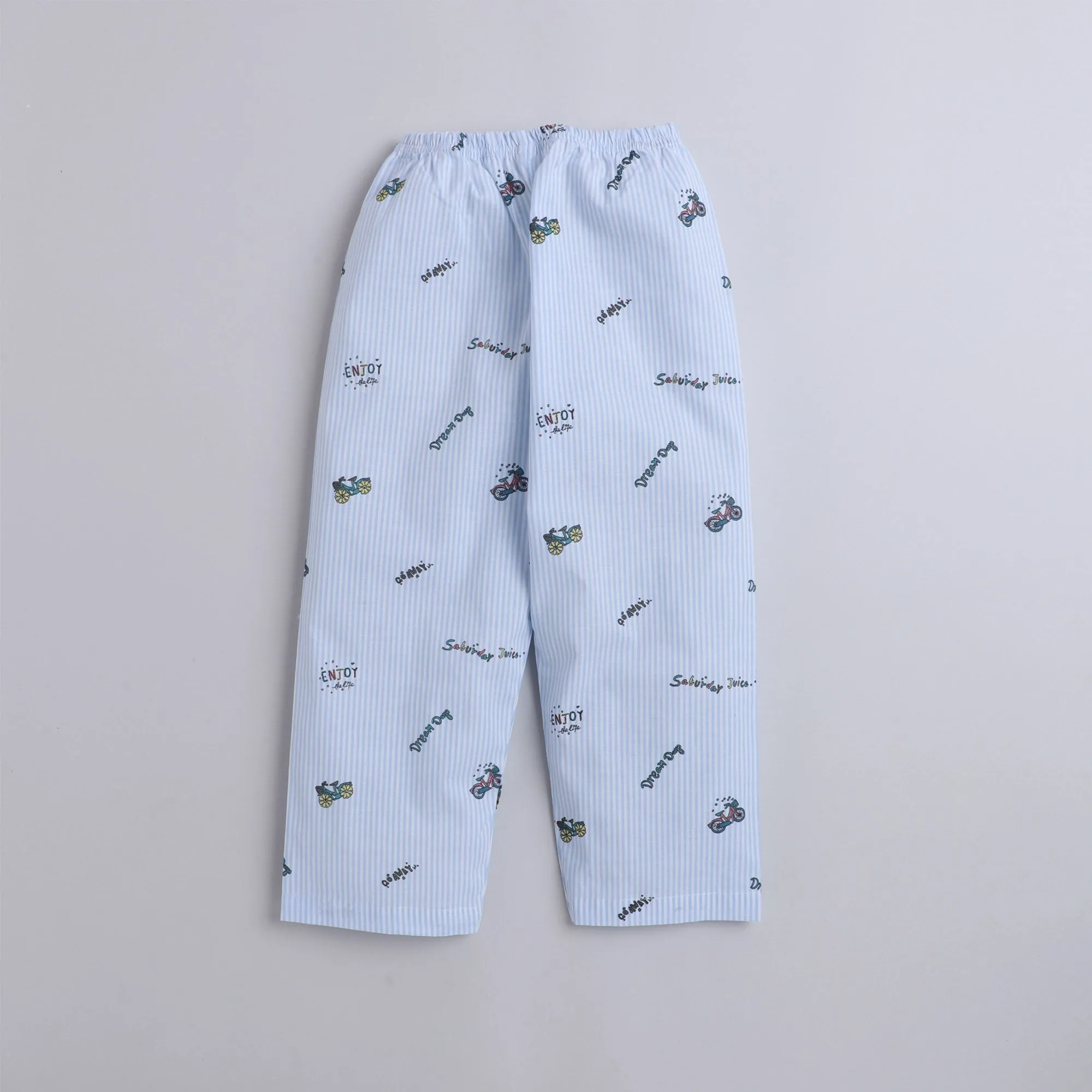 Polka tots Full Sleeve Night Suit Pair Blue (Bike)