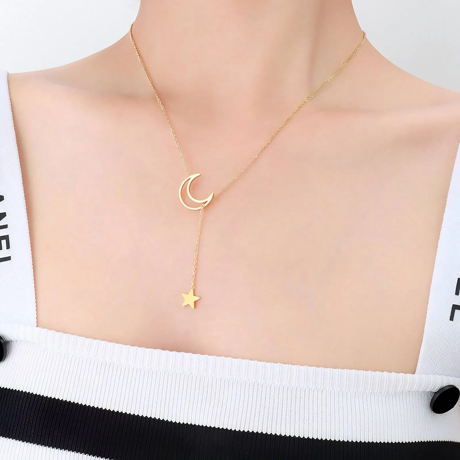 Reriti Intensity 18K gold plated Moon and Star Necklace