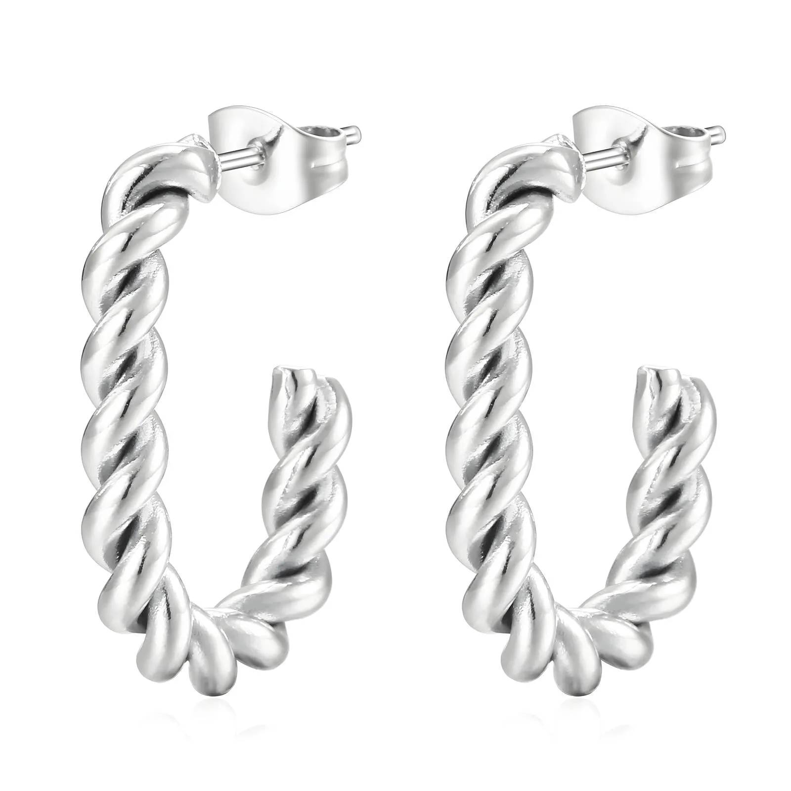 Reriti Intensity Silver plated Twisted Rope Earrings