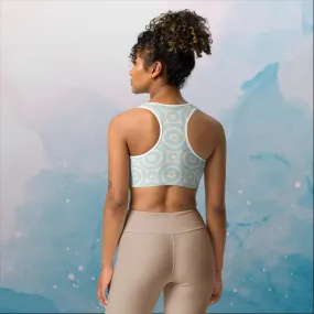Robins Egg Blue Printed Target Circles Womens Light Weight Sports bra
