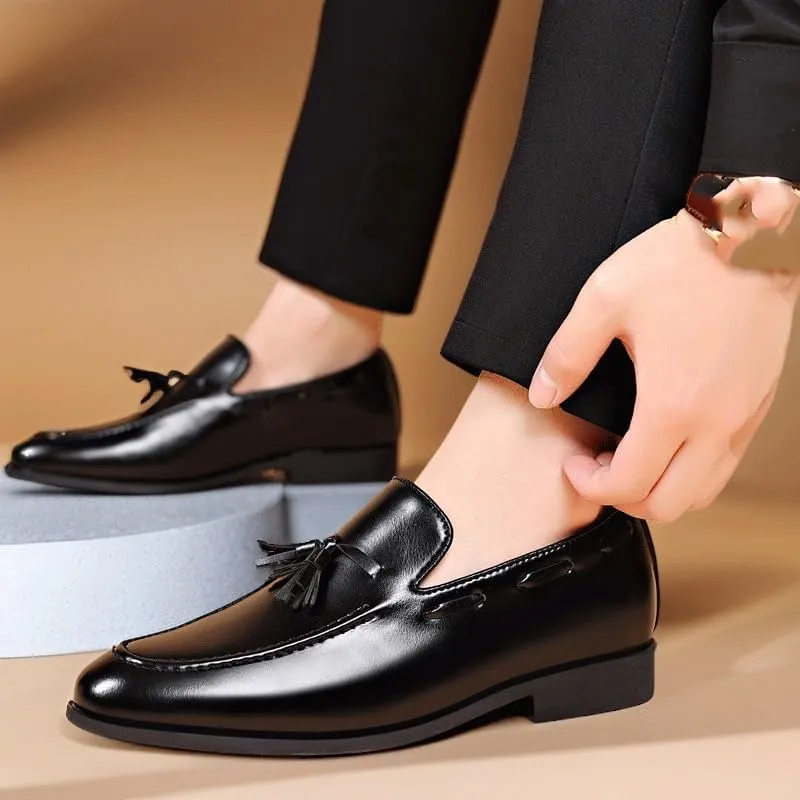 Shoes Men Slip on Dress Oxfords Fashion Business Dress Men Shoes Classic Leather Suits Shoes Men's Loafers with Tassel