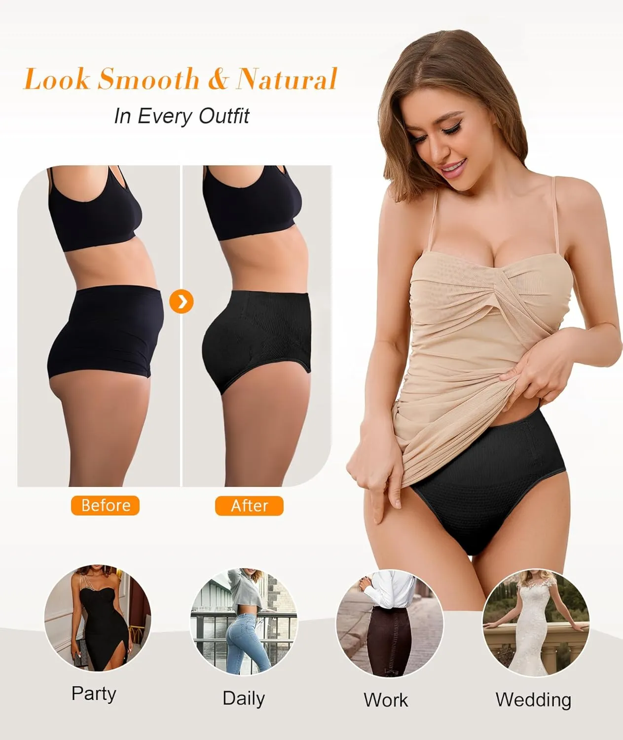 SIMIYA Shapewear Tummy Control Underwear Panties Mid Waist Trainer Girdle Body Shaper Briefs Butt Lifting Shapewear for Women