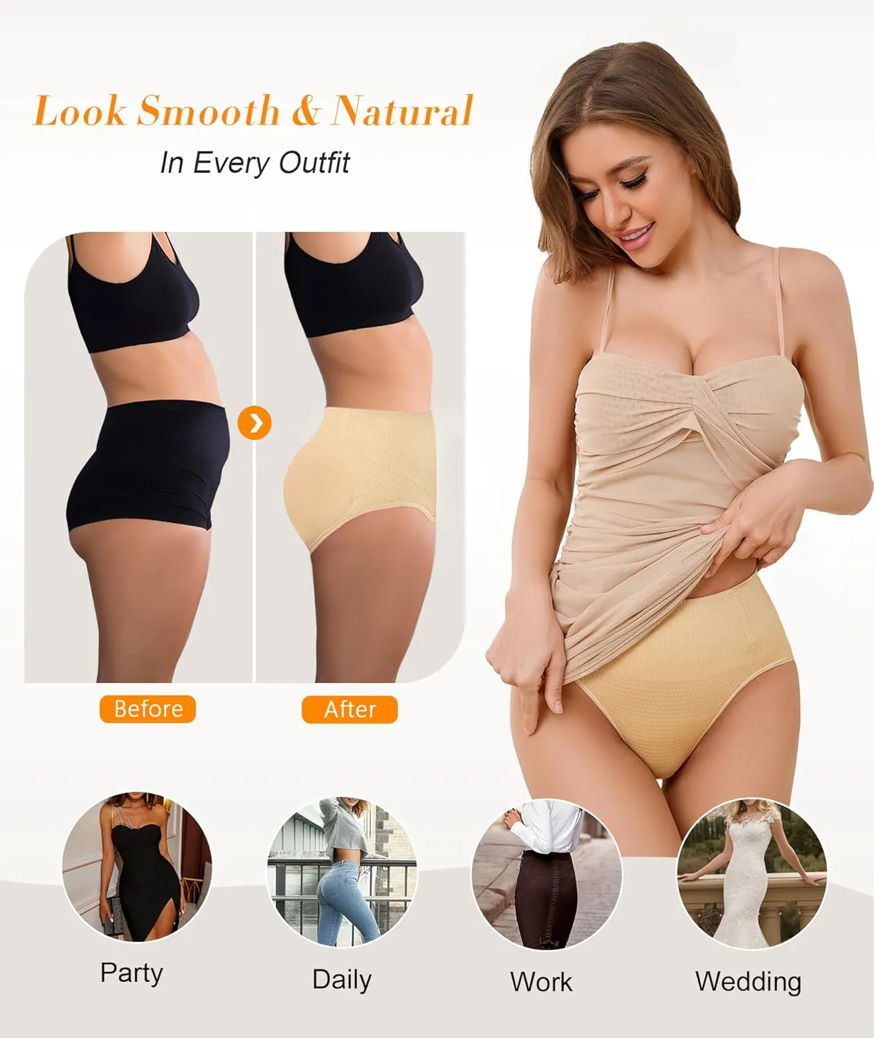 SIMIYA Shapewear Tummy Control Underwear Panties Mid Waist Trainer Girdle Body Shaper Briefs Butt Lifting Shapewear for Women